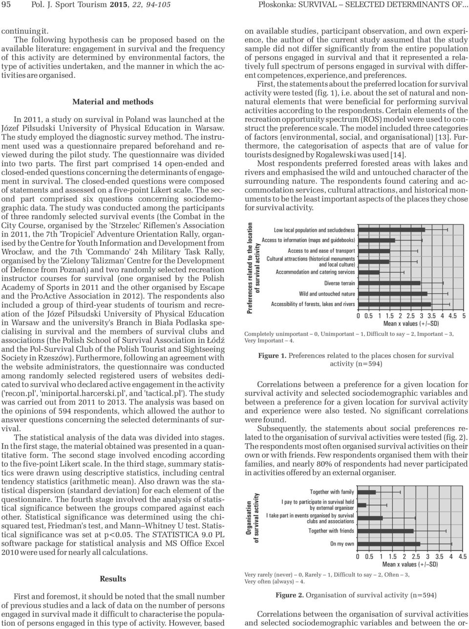 The following hypothesis can be proposed based on the available literature: engagement in survival and the frequency of this activity are determined by environmental factors, the type of activities