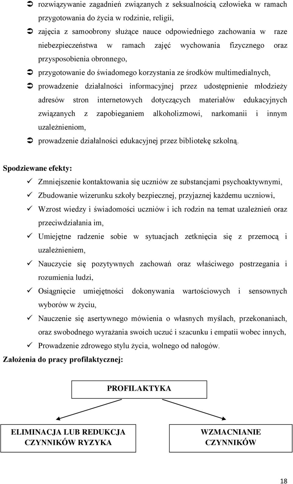 młodzieży adresów stron internetowych dotyczących materiałów edukacyjnych związanych z zapobieganiem alkoholizmowi, narkomanii i innym uzależnieniom, prowadzenie działalności edukacyjnej przez