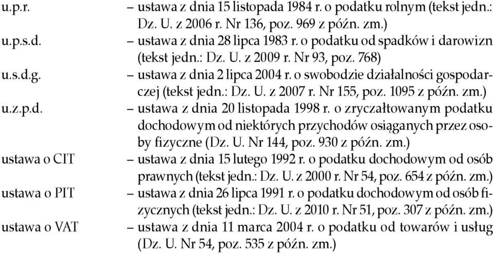 r..nr.155,.poz..1095.z.późn..zm.).ustawa.z.dnia.20.listopada.1998.r..o.zryczałtowanym.podatku. dochodowym.od.niektórych.przychodów.osiąganych.przez.osoby.fizyczne.(dz..u..nr.144,.poz..930.z.późn..zm.). ustawa.