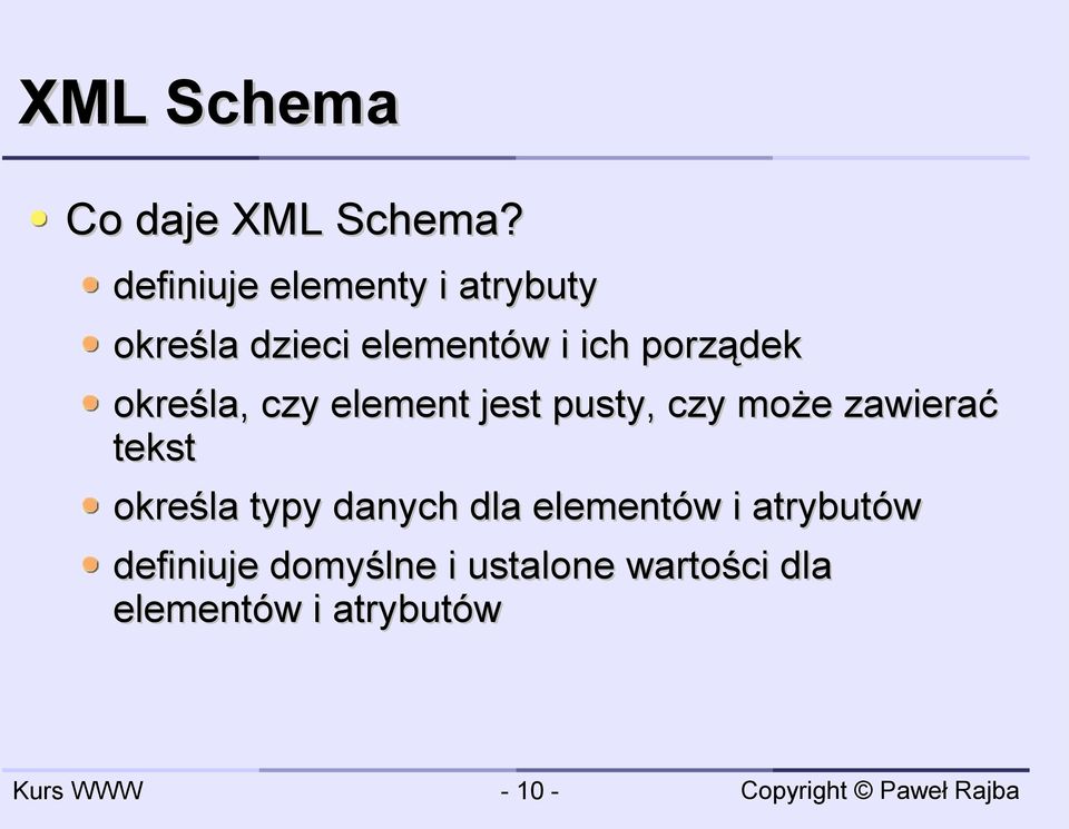 porządek określa, czy element jest pusty, czy może zawierać tekst