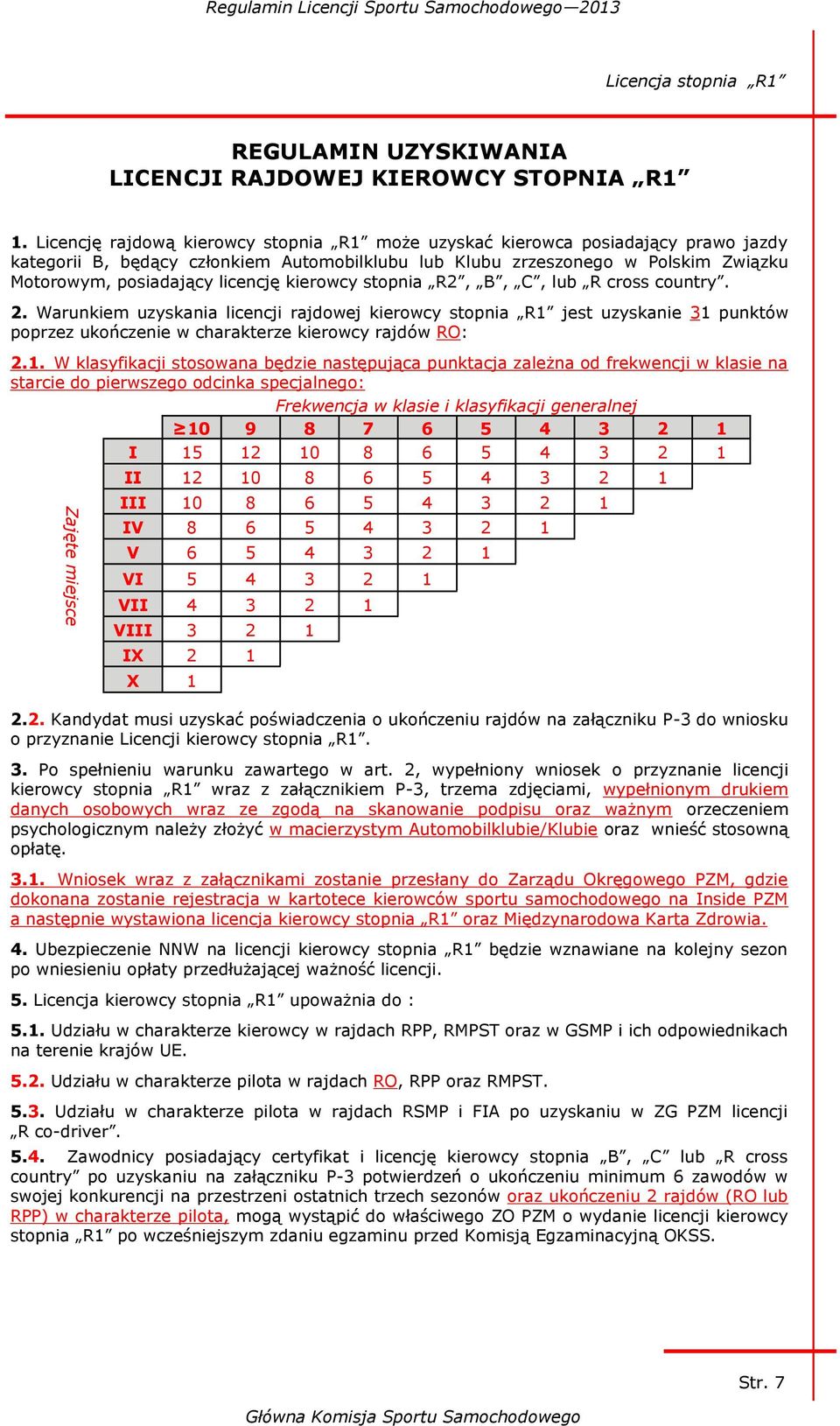 kierowcy stopnia R2, B, C, lub R cross country. 2. Warunkiem uzyskania licencji rajdowej kierowcy stopnia R1 