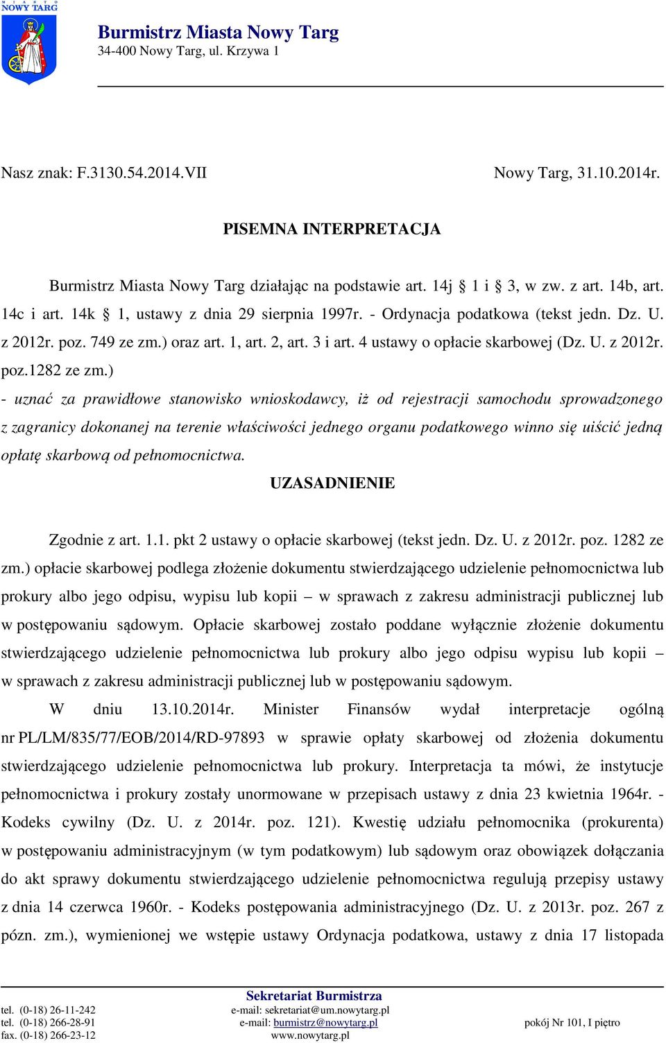 4 ustawy o opłacie skarbowej (Dz. U. z 2012r. poz.1282 ze zm.