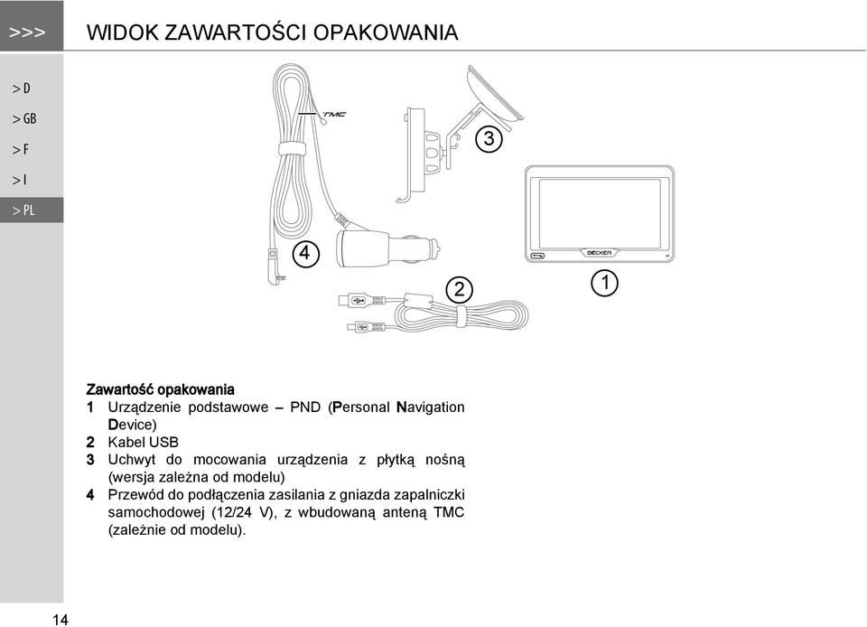 urządzenia z płytką nośną (wersja zależna od modelu) 4 Przewód do podłączenia zasilania z