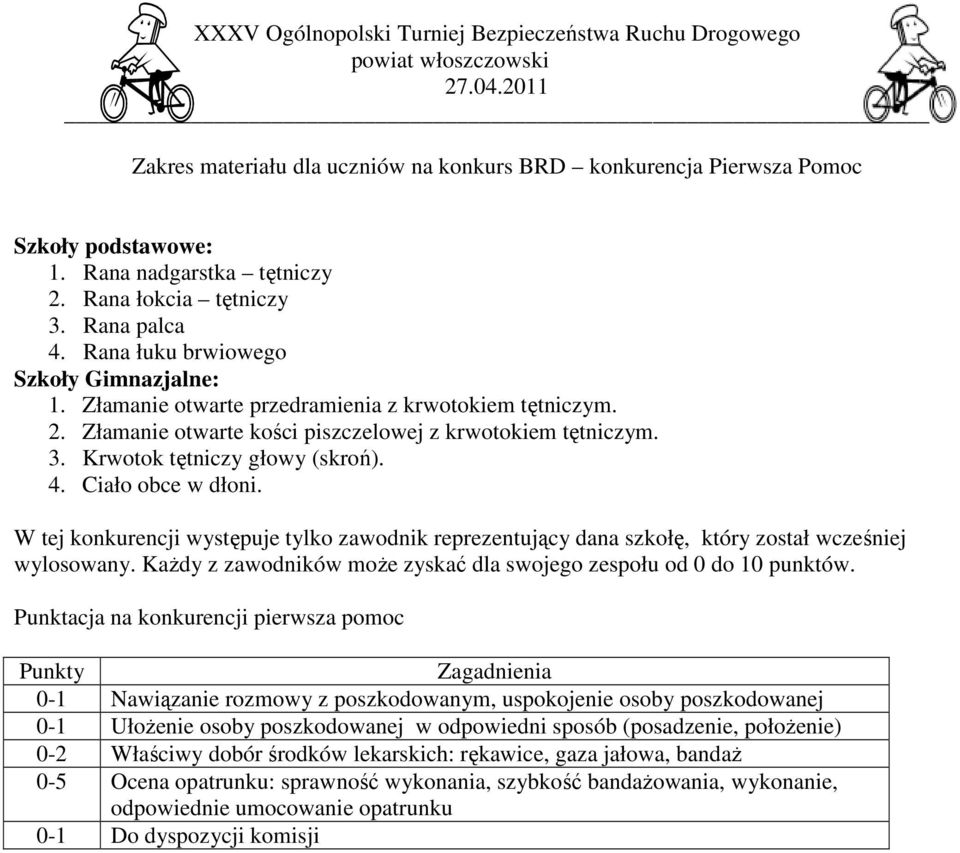 Ciało obce w dłoni. W tej konkurencji występuje tylko zawodnik reprezentujący dana szkołę, który został wcześniej wylosowany. KaŜdy z zawodników moŝe zyskać dla swojego zespołu od 0 do 10 punktów.