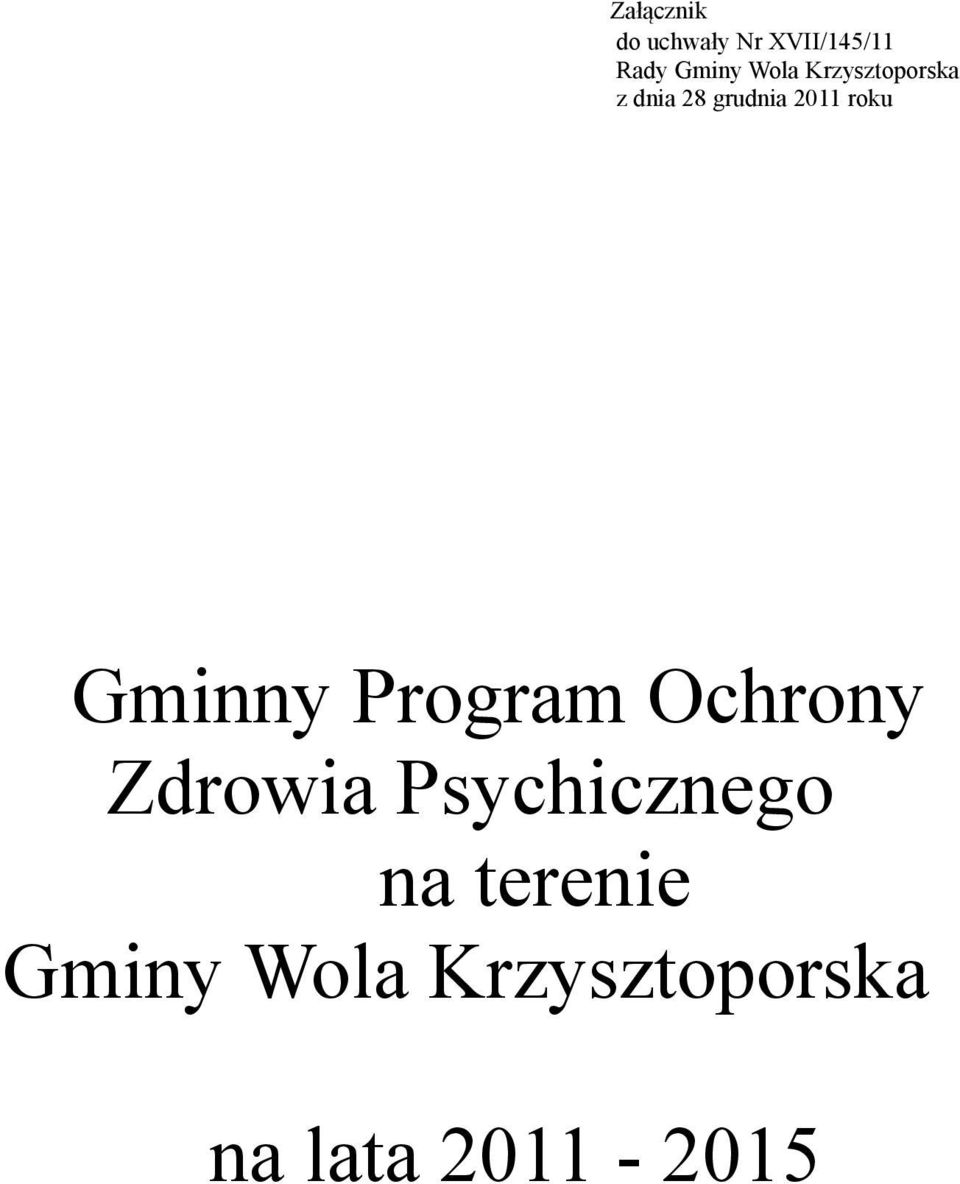 Gminny Program Ochrony Zdrowia Psychicznego na