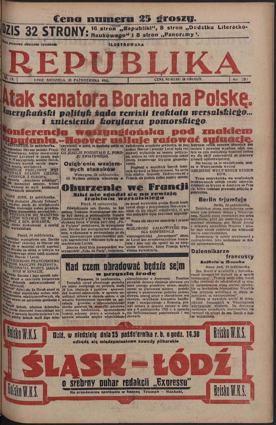 ILUSTROWANA E P I J B LI K A CENA NUMERU «GRUSZY. S»ĄL^ łopz. NIEDZIF.LA. 25 PAŹDZIERNIKA 1131. CENA NUMERU ii GROSZY.