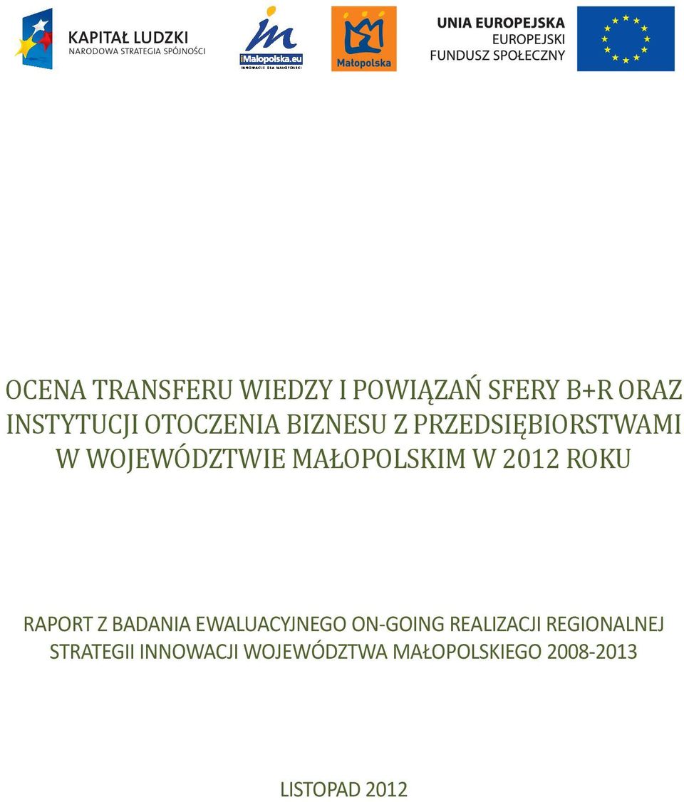 2012 ROKU RAPORT Z BADANIA EWALUACYJNEGO ON-GOING REALIZACJI