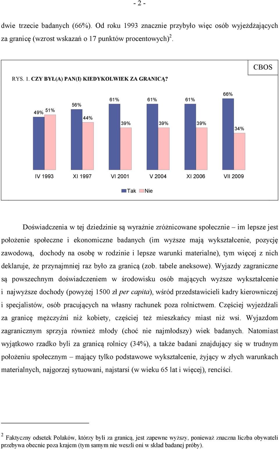 położenie społeczne i ekonomiczne badanych (im wyższe mają wykształcenie, pozycję zawodową, dochody na osobę w rodzinie i lepsze warunki materialne), tym więcej z nich deklaruje, że przynajmniej raz