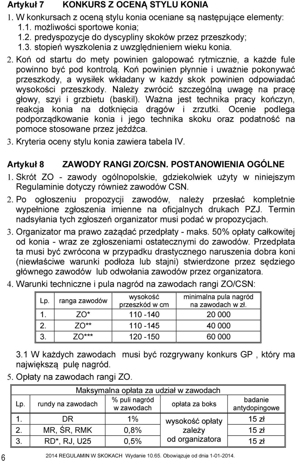 Koń powinien płynnie i uważnie pokonywać przeszkody, a wysiłek wkładany w każdy skok powinien odpowiadać wysokości przeszkody. Należy zwrócić szczególną uwagę na pracę głowy, szyi i grzbietu (baskil).