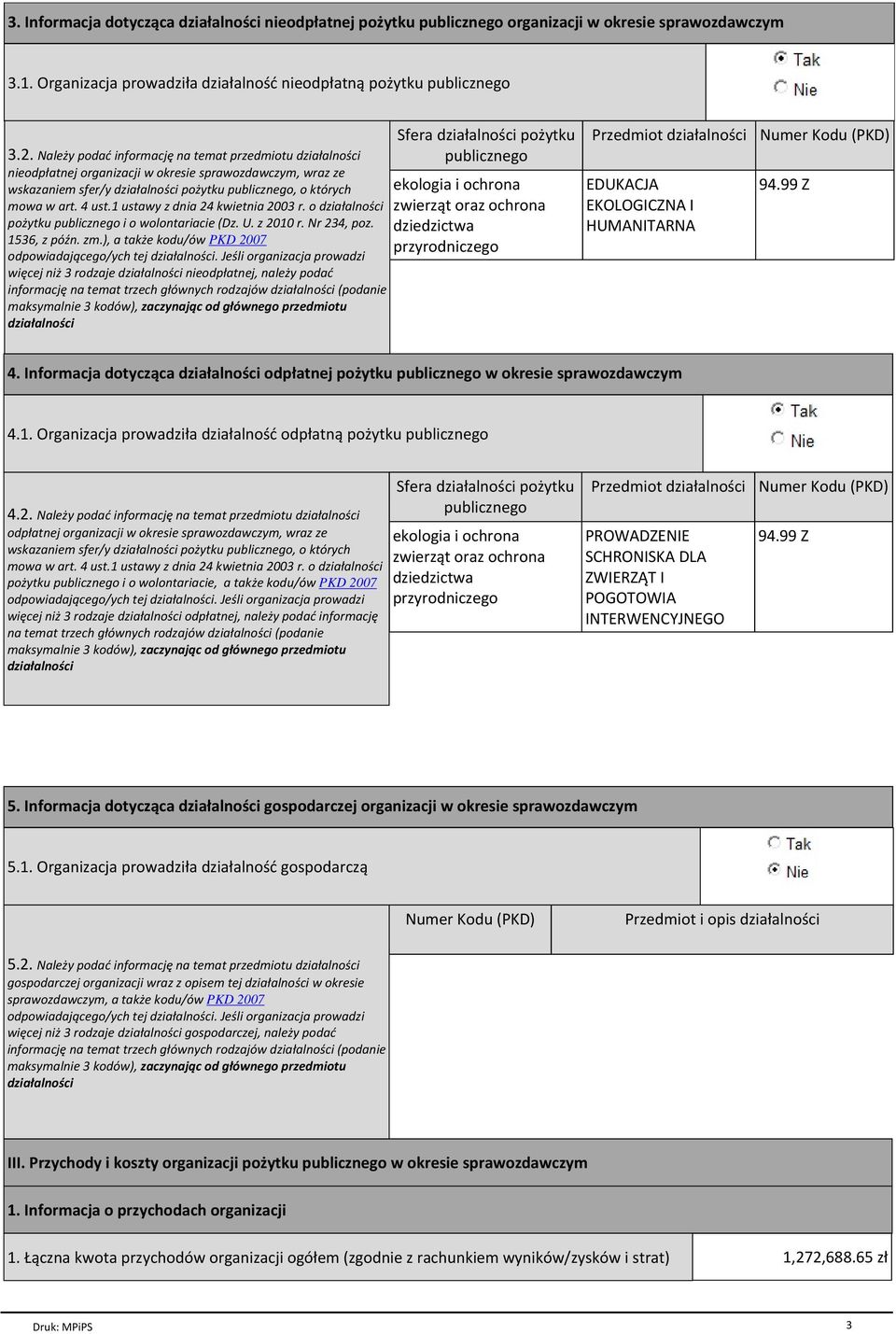 1 ustawy z dnia 24 kwietnia 2003 r. o działalności pożytku publicznego i o wolontariacie (Dz. U. z 2010 r. Nr 234, poz. 1536, z późn. zm.