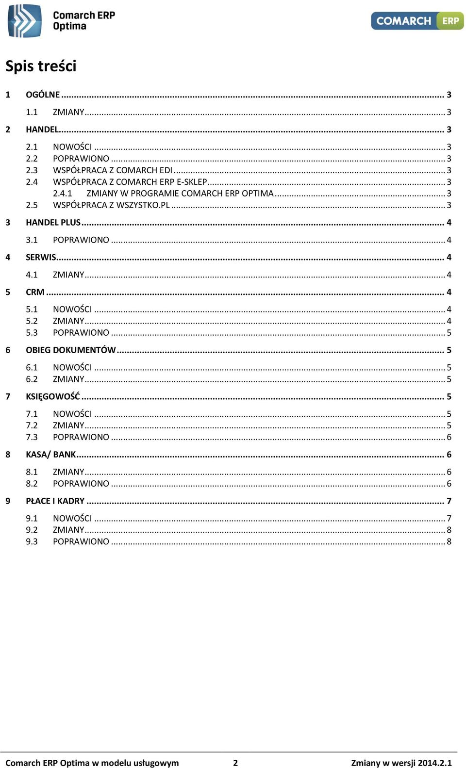 .. 5 6 OBIEG DOKUMENTÓW... 5 6.1 NOWOŚCI... 5 6.2 ZMIANY... 5 7 KSIĘGOWOŚĆ... 5 7.1 NOWOŚCI... 5 7.2 ZMIANY... 5 7.3 POPRAWIONO... 6 8 KASA/ BANK... 6 8.1 ZMIANY... 6 8.2 POPRAWIONO.