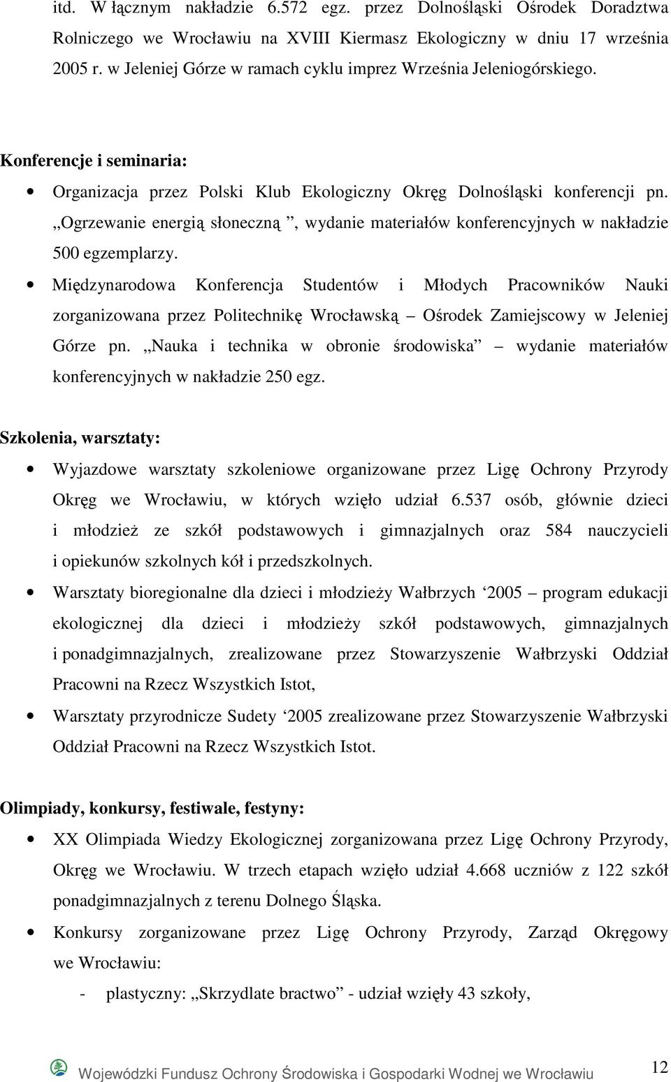 Ogrzewanie energią słoneczną, wydanie materiałów konferencyjnych w nakładzie 500 egzemplarzy.