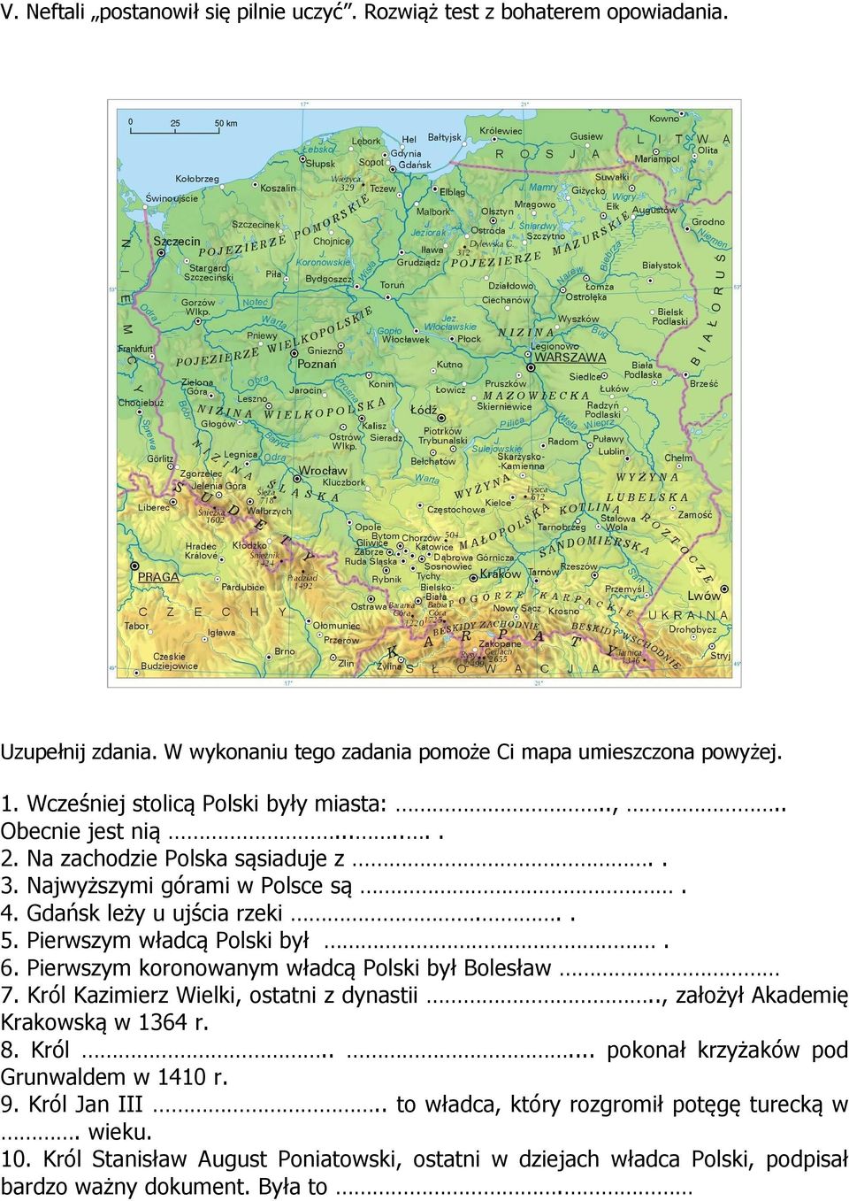 Pierwszym władcą Polski był. 6. Pierwszym koronowanym władcą Polski był Bolesław 7. Król Kazimierz Wielki, ostatni z dynastii.., założył Akademię Krakowską w 1364 r. 8. Król..... pokonał krzyżaków pod Grunwaldem w 1410 r.