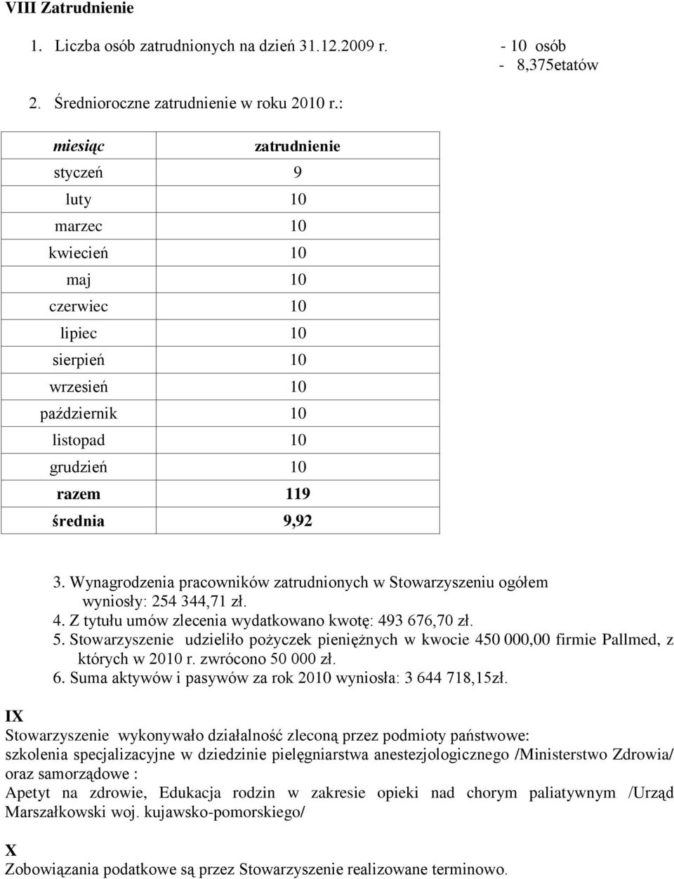 Wynagrodzenia pracowników zatrudnionych w Stowarzyszeniu ogółem wyniosły: 254 344,71 zł. 4. Z tytułu umów zlecenia wydatkowano kwotę: 493 676,70 zł. 5.