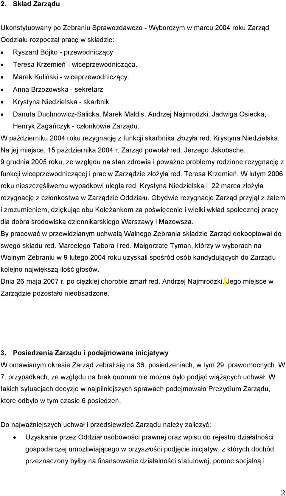 Anna Brzozowska - sekretarz Krystyna Niedzielska - skarbnik Danuta Duchnowicz-Salicka, Marek Maldis, Andrzej Najmrodzki, Jadwiga Osiecka, Henryk Zagańczyk - członkowie Zarządu.