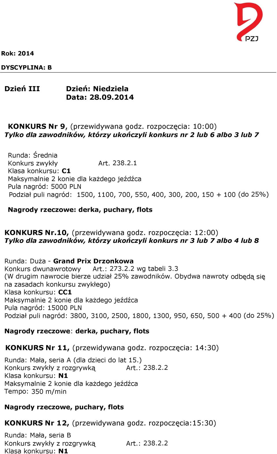 lub 6 albo 3 lub 7 Runda: Średnia Konkurs zwykły Art. 23