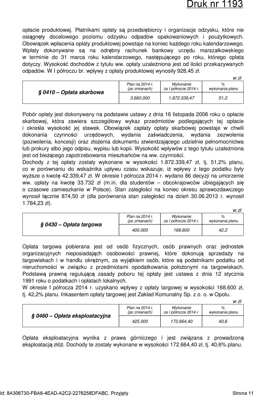 Wpłaty dokonywane są na odrębny rachunek bankowy urzędu marszałkowskiego w terminie do 31 marca roku kalendarzowego, następującego po roku, którego opłata dotyczy. Wysokość dochodów z tytułu ww.