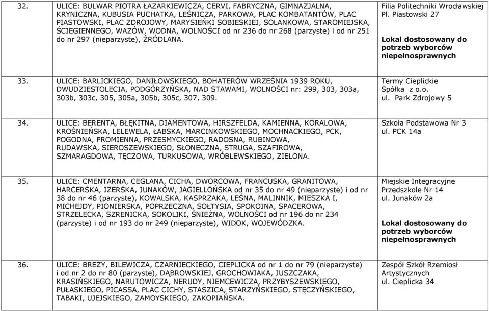 ULICE: BARLICKIEGO, DANIŁOWSKIEGO, BOHATERÓW WRZEŚNIA 1939 ROKU, DWUDZIESTOLECIA, PODGÓRZYŃSKA, NAD STAWAMI, WOLNOŚCI nr: 299, 303, 303a, 303b, 303c, 305, 305a, 305b, 305c, 307, 309.