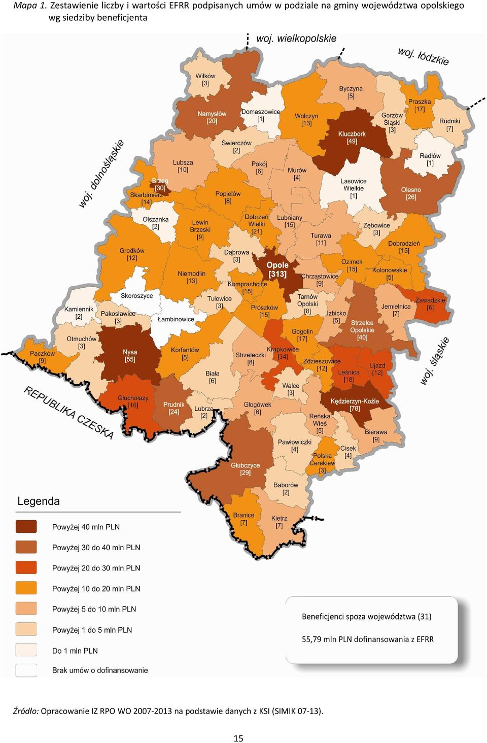 w podziale na gminy województwa opolskiego wg