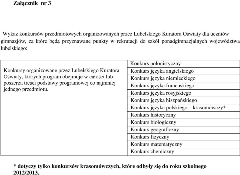 Konkurs polonistyczny Konkurs języka angielskiego Konkurs języka niemieckiego Konkurs języka francuskiego Konkurs języka rosyjskiego Konkurs języka hiszpańskiego Konkurs języka polskiego