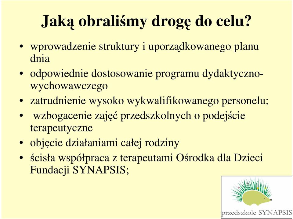 dydaktycznowychowawczego zatrudnienie wysoko wykwalifikowanego personelu; wzbogacenie