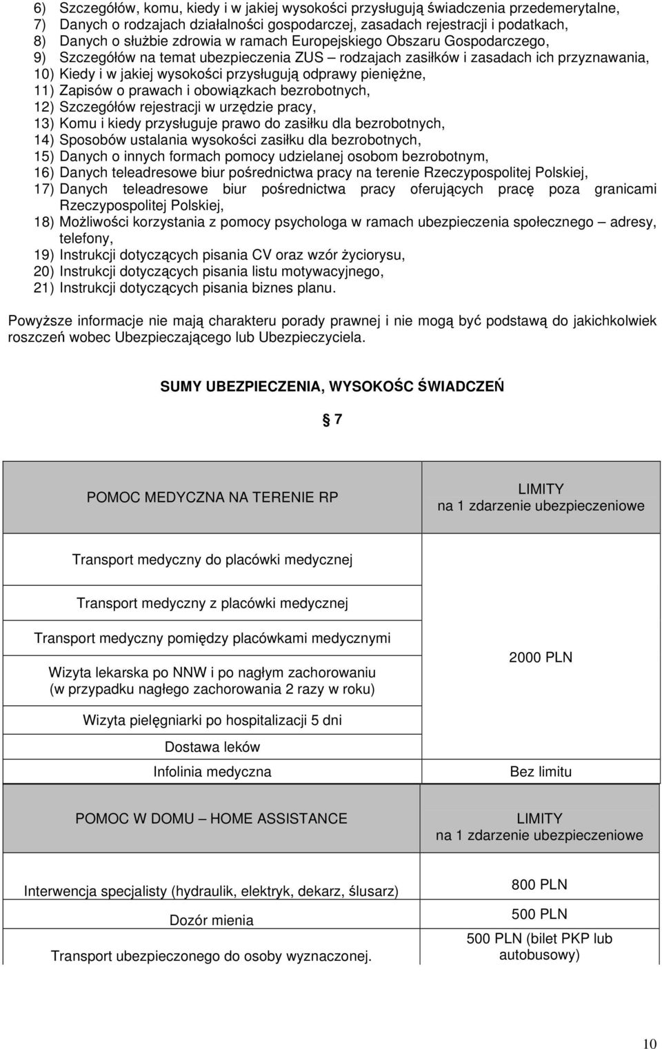 11) Zapisów o prawach i obowiązkach bezrobotnych, 12) Szczegółów rejestracji w urzędzie pracy, 13) Komu i kiedy przysługuje prawo do zasiłku dla bezrobotnych, 14) Sposobów ustalania wysokości zasiłku