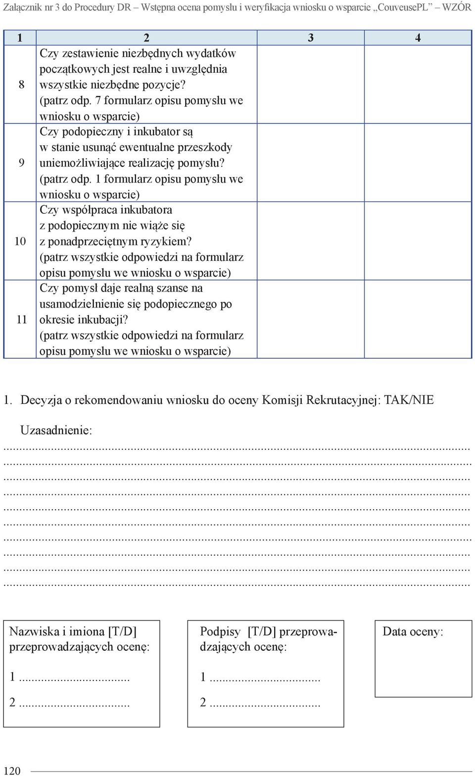 (patrz wszystkie odpowiedzi na formularz opisu pomysłu we wniosku o wsparcie) 11 Czy pomysł daje realną szanse na usamodzielnienie się podopiecznego po okresie inkubacji?