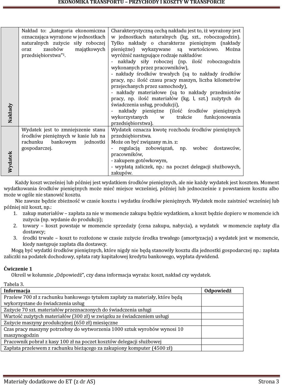 Charakterystyczną cechą nakładu jest to, iż wyrażony jest w jednostkach naturalnych (kg, szt., roboczogodzin). Tylko nakłady o charakterze pieniężnym (nakłady pieniężne) wykazywane są wartościowo.