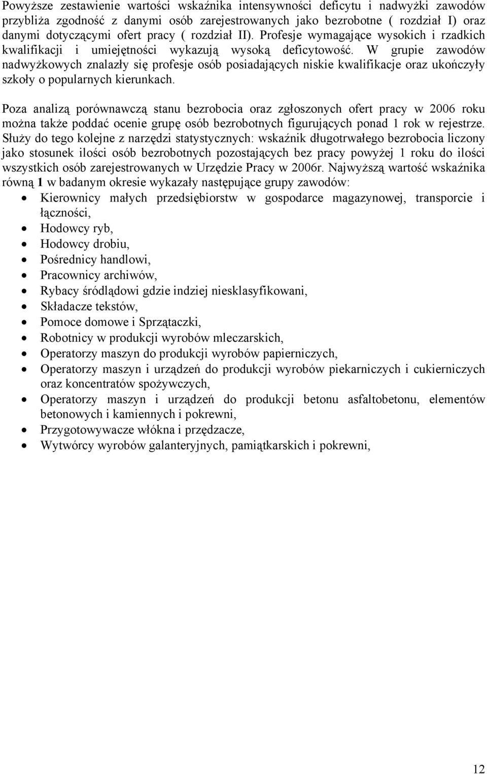 W grupie zawodów nadwyżowych znalazły się profesje osób posiadających nisie walifiacje oraz uończyły szoły o popularnych ierunach.