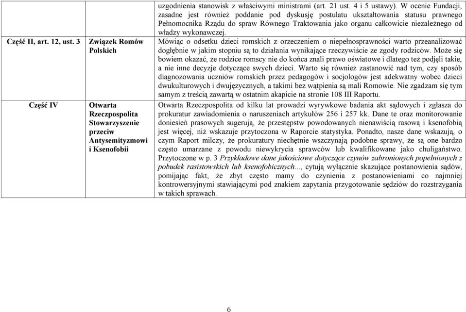 wykonawczej. Mówiąc o odsetku dzieci romskich z orzeczeniem o niepełnosprawności warto przeanalizować dogłębnie w jakim stopniu są to działania wynikające rzeczywiście ze zgody rodziców.