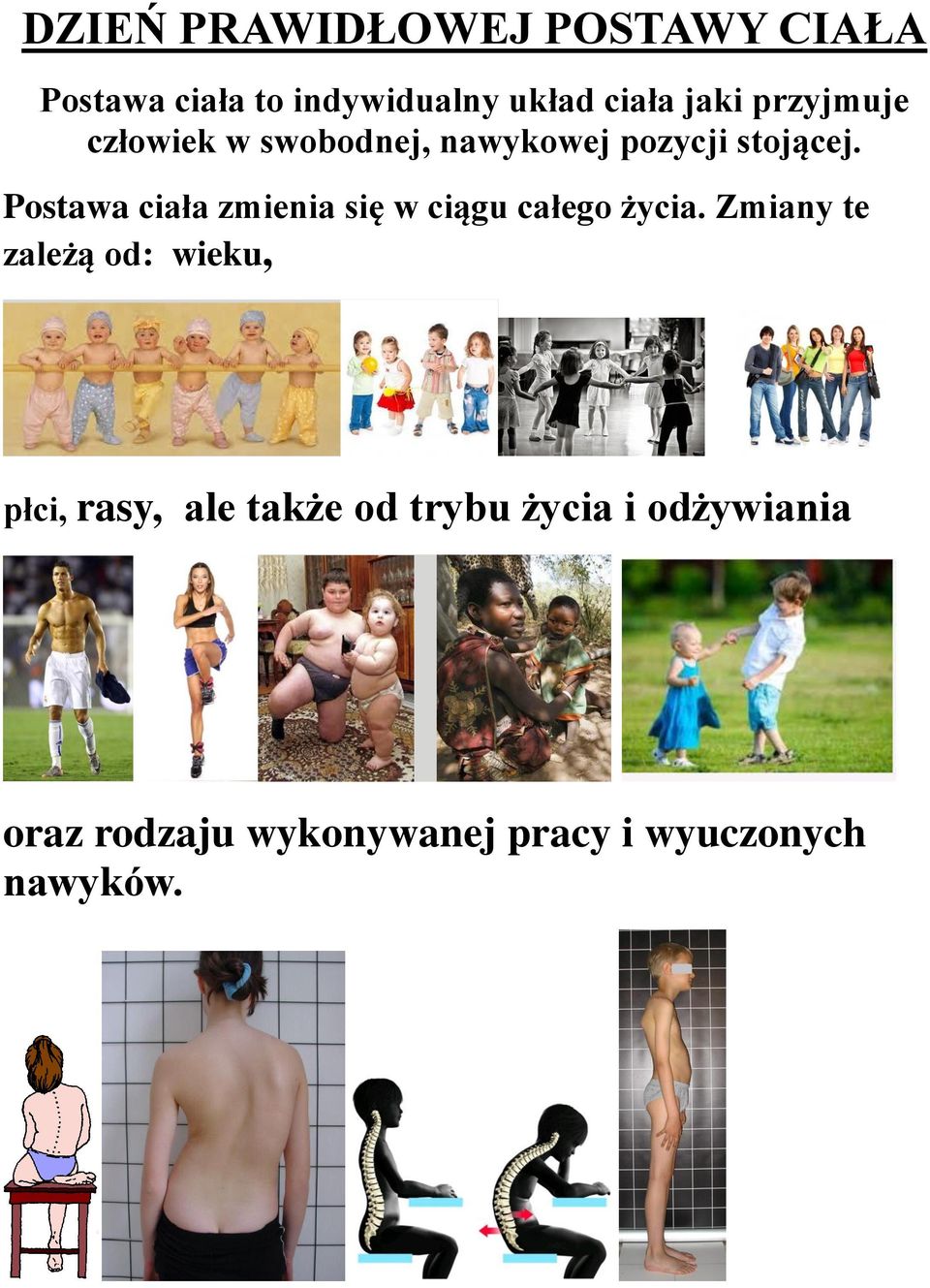 Postawa ciała zmienia się w ciągu całego życia.