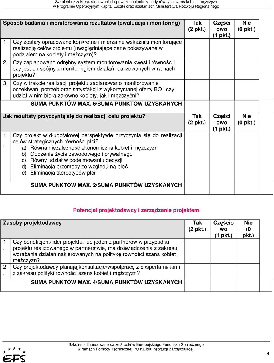 3 Czy w trakcie realizacji projektu zaplanowano monitorowanie oczekiwań, potrzeb oraz satysfakcji z wykorzystanej oferty BO i czy udział w nim biorą zarówno kobiety, jak i męŝczyźni?