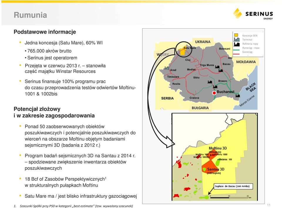 Rurociąg - ropa Gazociąg MOŁDAWIA Potencjał złożowy i w zakresie zagospodarowania Ponad 50 zaobserwowanych obiektów poszukiwawczych i potencjalnie poszukiwawczych do wierceń na obszarze Moftinu