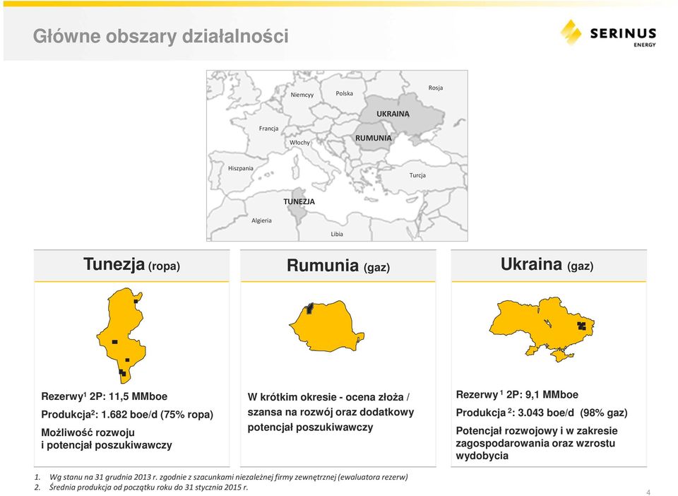 682 boe/d (75% ropa) Możliwość rozwoju i potencjał poszukiwawczy W krótkim okresie - ocena złoża / szansa na rozwój oraz dodatkowy potencjał poszukiwawczy Rezerwy 1