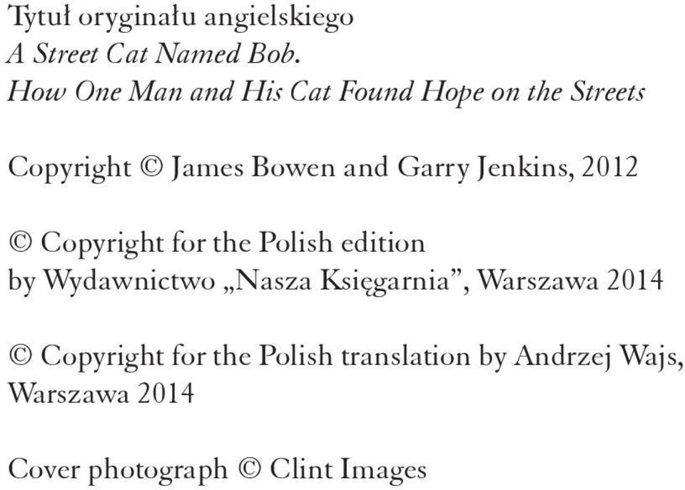 Jenkins, 2012 Copyright for the Polish edition by Wydawnictwo Nasza Księgarnia,