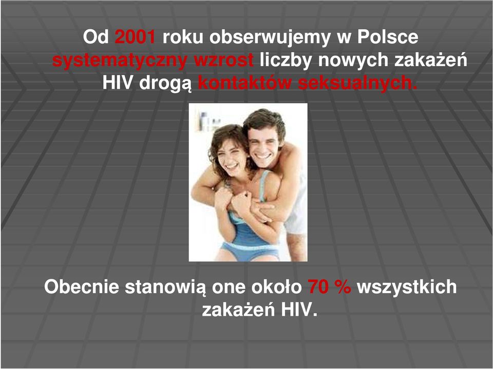 zakażeń HIV drogą kontaktów seksualnych.