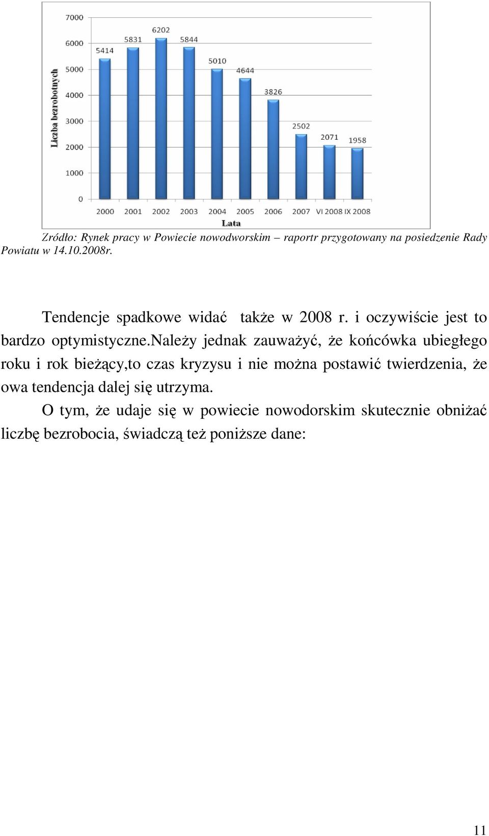 naleŝy jednak zauwaŝyć, Ŝe końcówka ubiegłego roku i rok bieŝący,to czas kryzysu i nie moŝna postawić