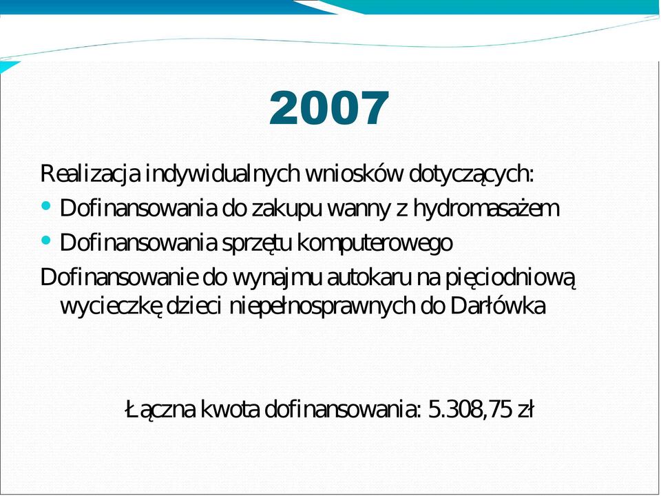 Dofinansowanie do wynajmu autokaru na pięciodniową wycieczkę dzieci