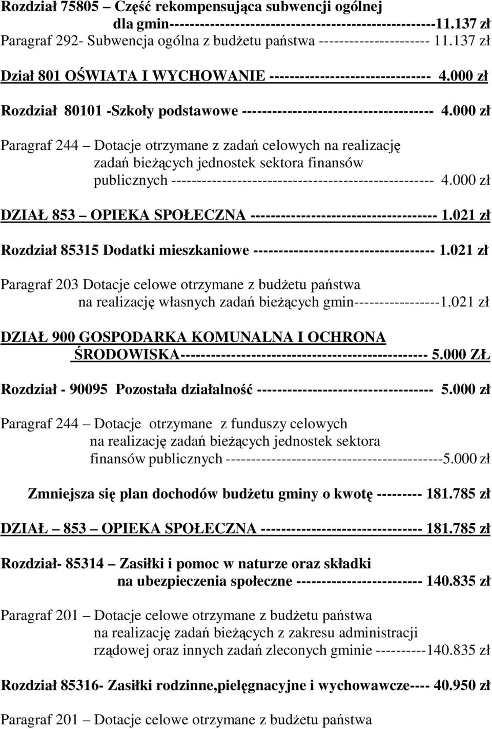 000 zł Paragraf 244 Dotacje otrzymane z zada celowych na realizacj zada biecych jednostek sektora finansów publicznych ---------------------------------------------------- 4.