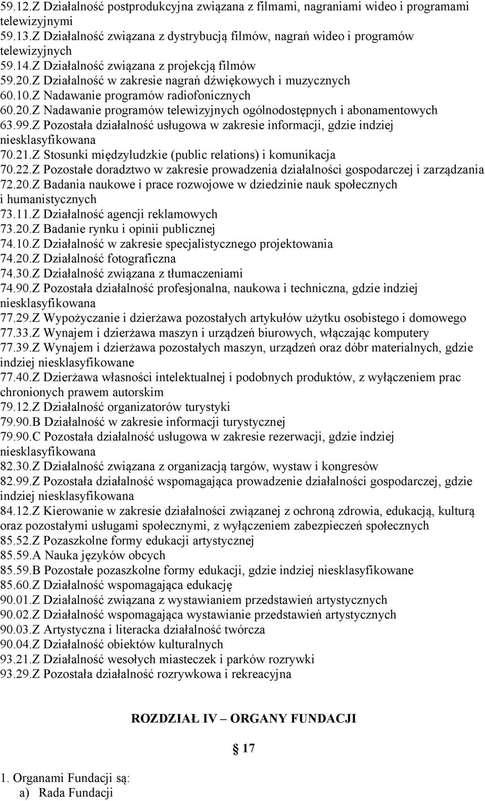 99.Z Pozostała działalność usługowa w zakresie informacji, gdzie indziej niesklasyfikowana 70.21.Z Stosunki międzyludzkie (public relations) i komunikacja 70.22.