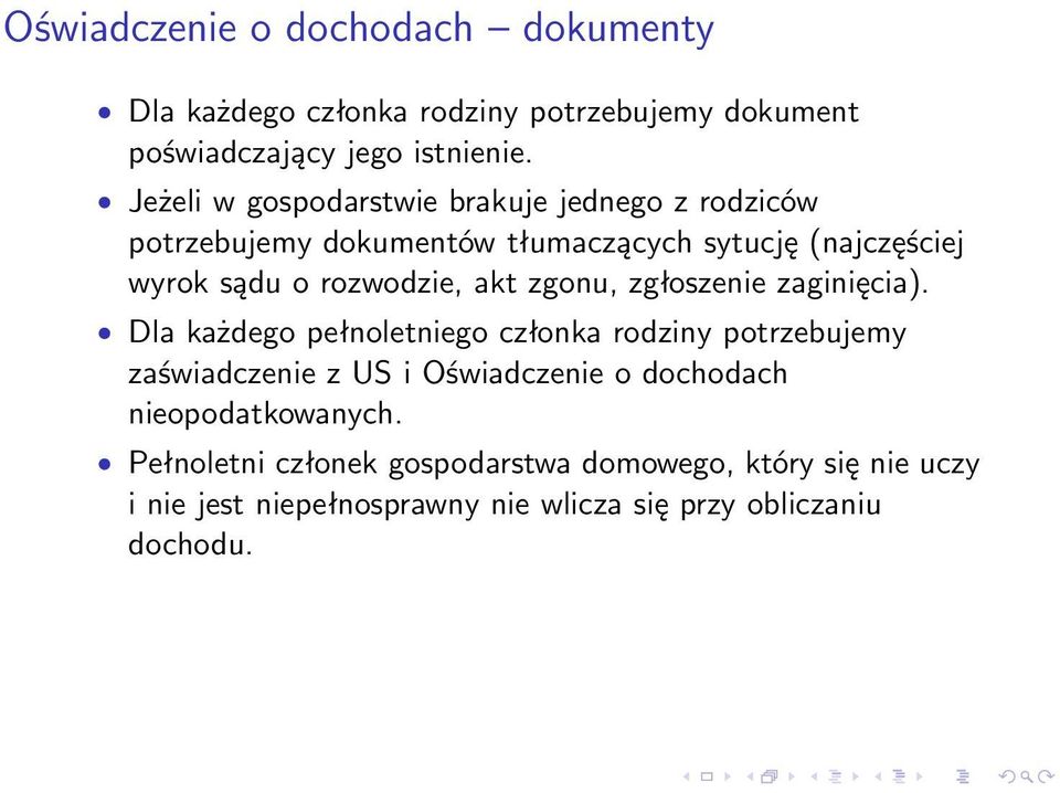 akt zgonu, zgłoszenie zaginięcia).