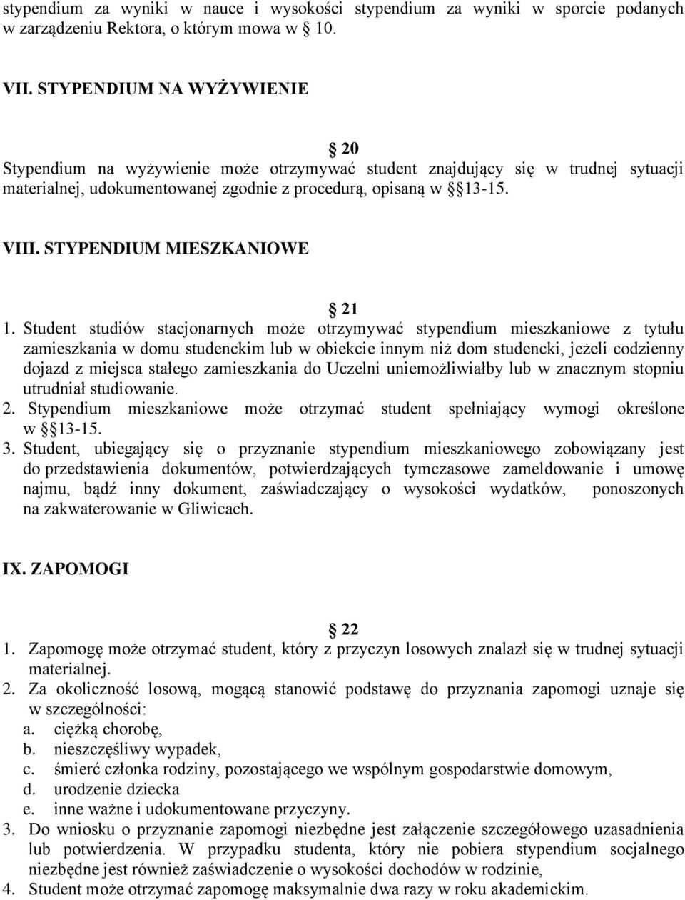 STYPENDIUM MIESZKANIOWE 21 1.