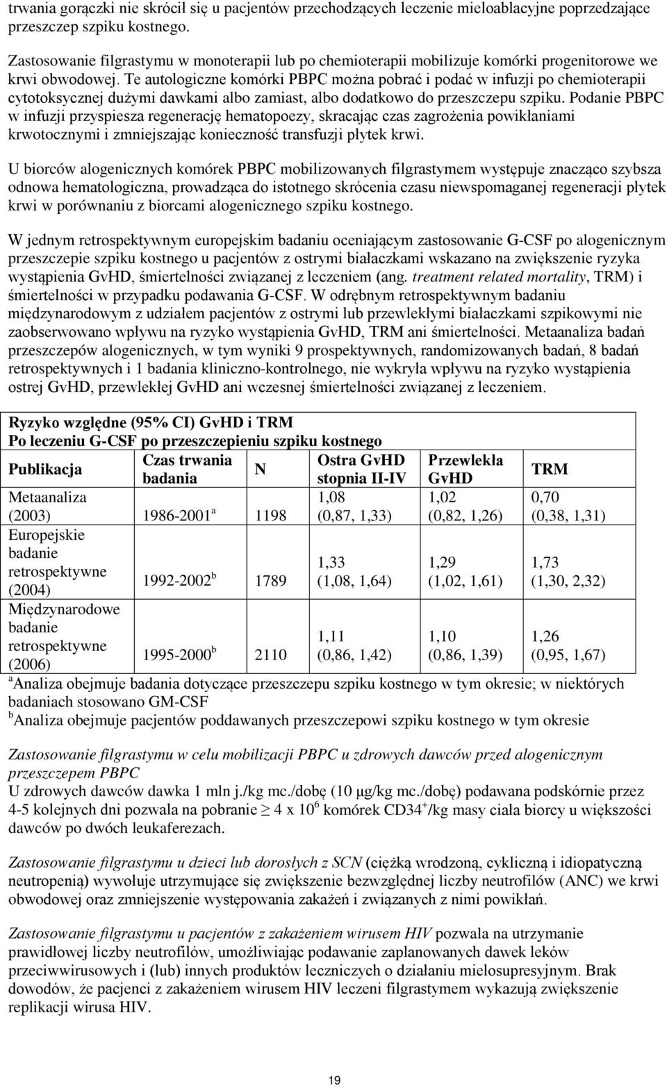 Te autologiczne komórki PBPC można pobrać i podać w infuzji po chemioterapii cytotoksycznej dużymi dawkami albo zamiast, albo dodatkowo do przeszczepu szpiku.