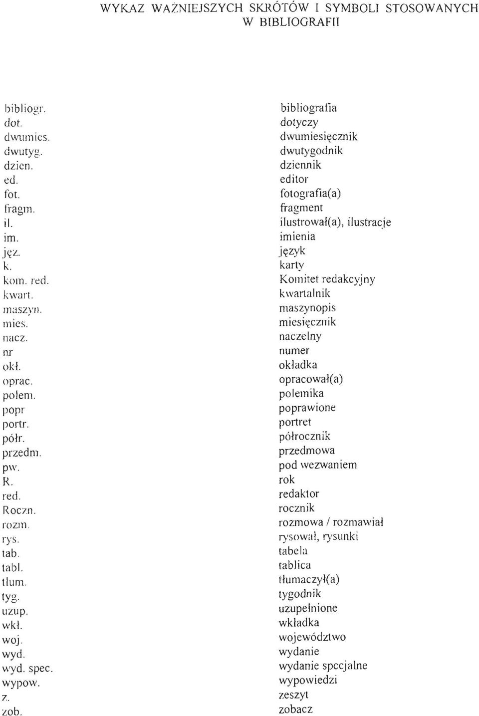 bibliografia dotyczy dwumiesięcznik dwutygodnik dziennik editor fotografia( a) fragment ilustrował(a), ilustracje imienia język karty Komitet redakcyjny kwartal nik maszynopis mie s ięc znik nacze