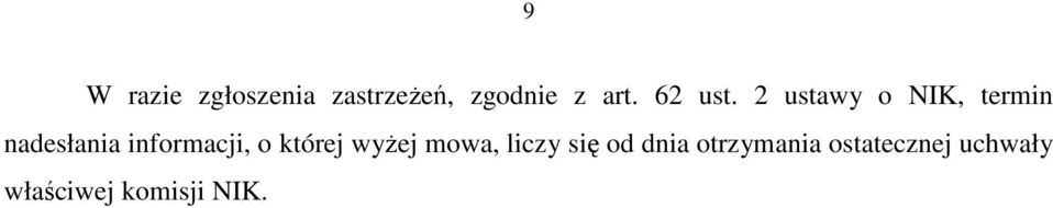 2 ustawy o NIK, termin nadesłania informacji, o