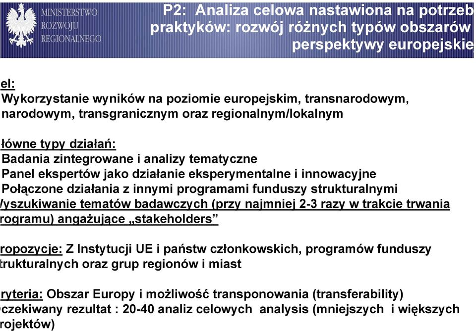 programami funduszy strukturalnymi yszukiwanie tematów badawczych (przy najmniej 2-3 razy w trakcie trwania ogramu) angażujące stakeholders opozycje: Z Instytucji UE i państw członkowskich,