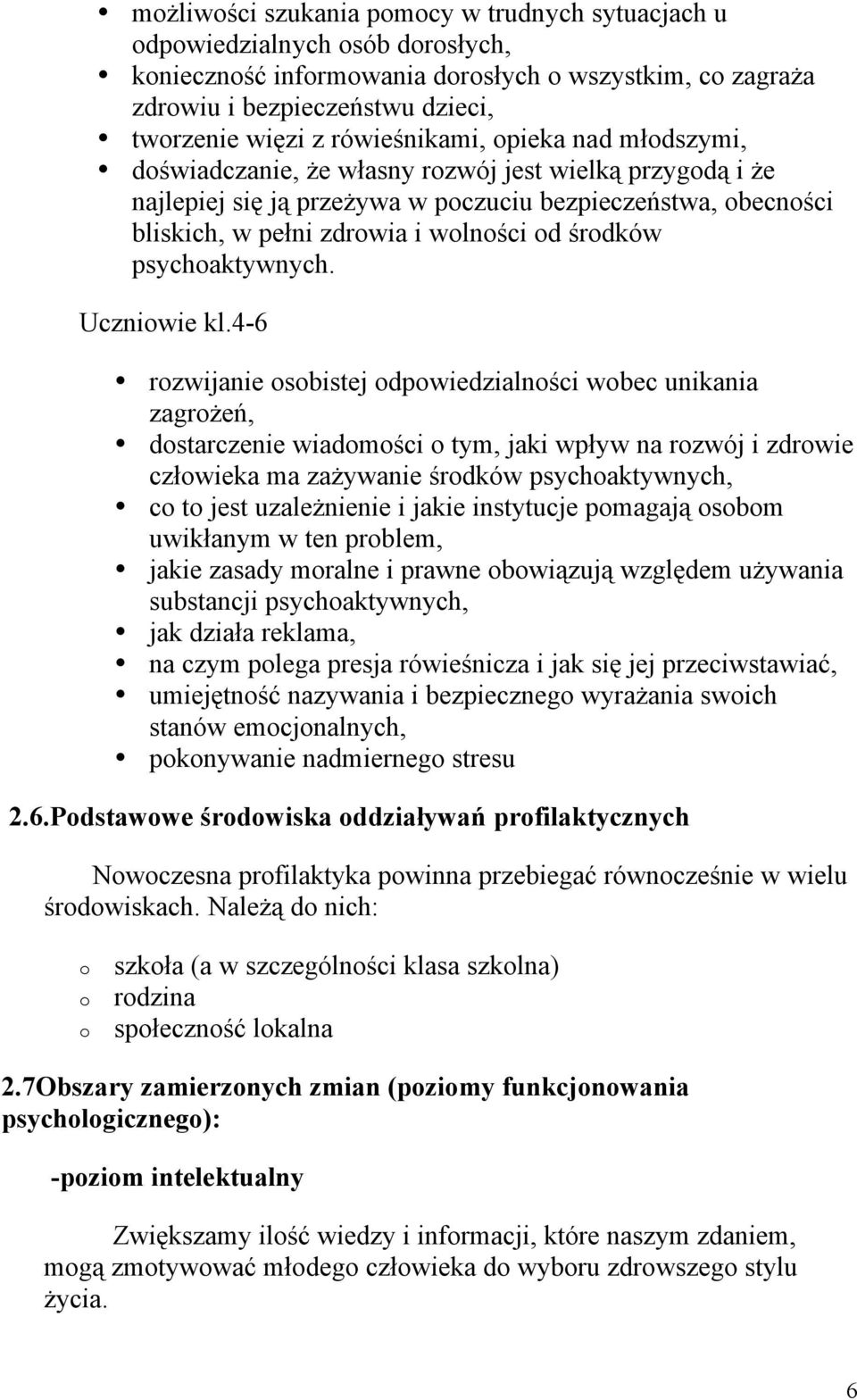 środków psychoaktywnych. Uczniowie kl.