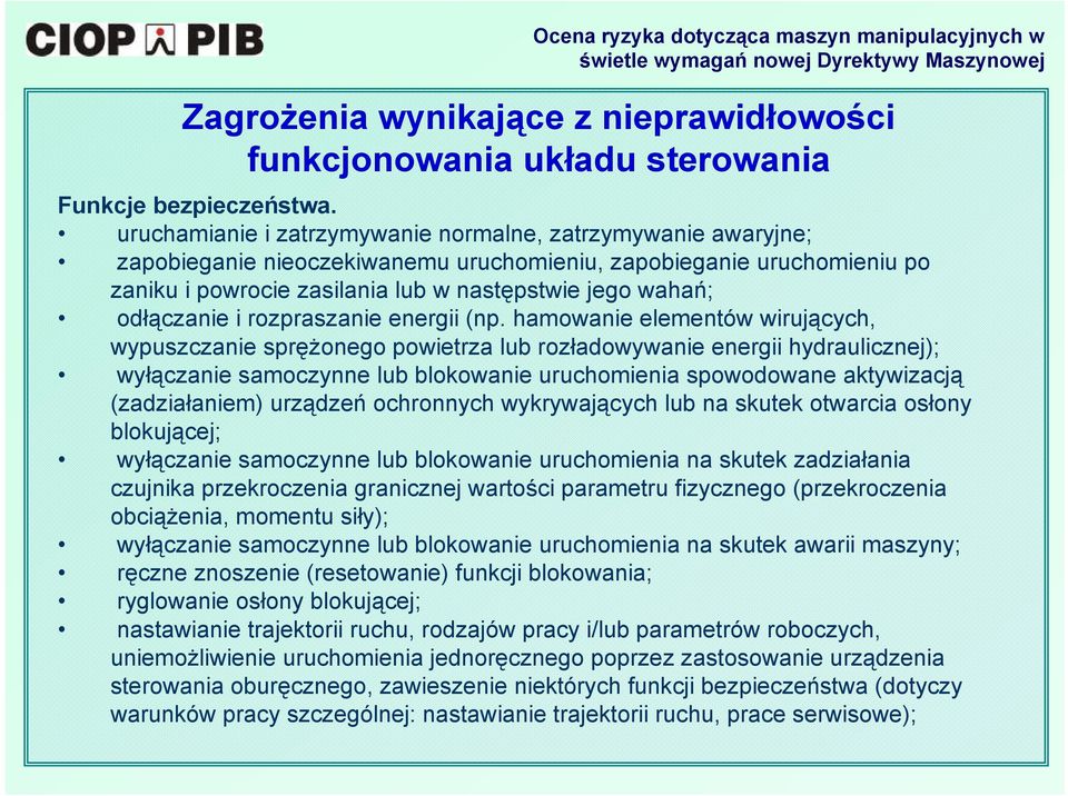 odłączanie i rozpraszanie energii (np.