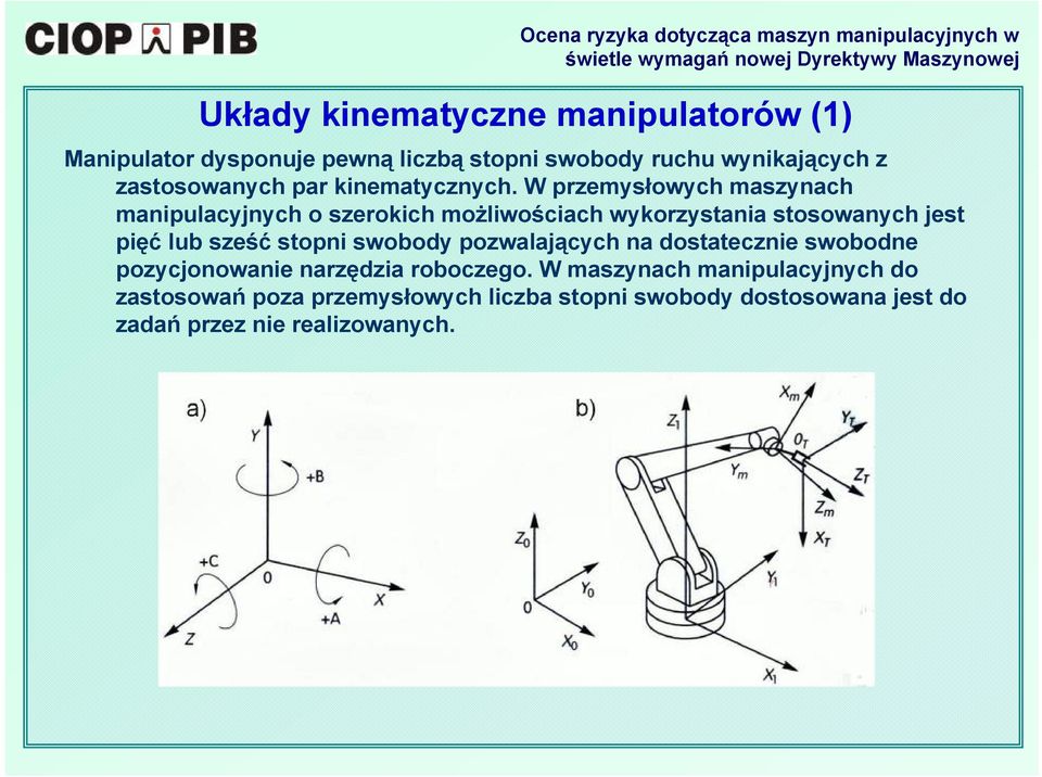 W przemysłowych maszynach manipulacyjnych o szerokich możliwościach wykorzystania stosowanych jest pięć lub sześć