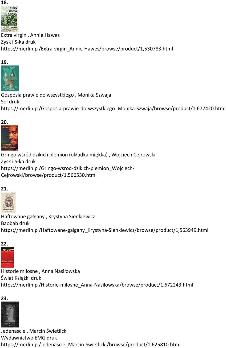 pl/gringo-wsrod-dzikich-plemion_wojciech- Cejrowski/browse/product/1,566530.html 21. Haftowane gałgany, Krystyna Sienkiewicz Baobab druk https://merlin.